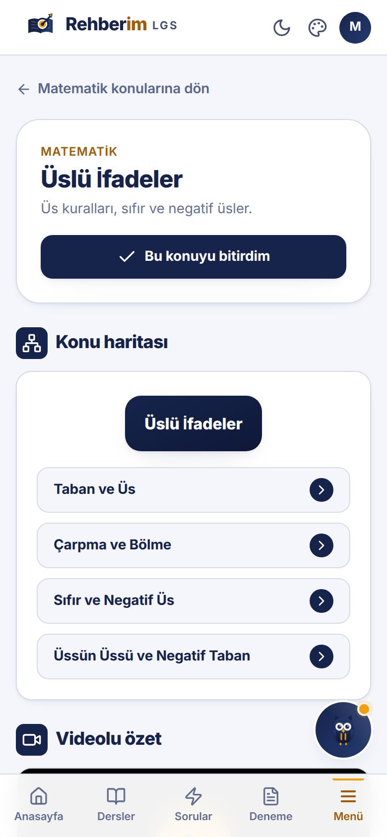 Konu anlatımı ekranı